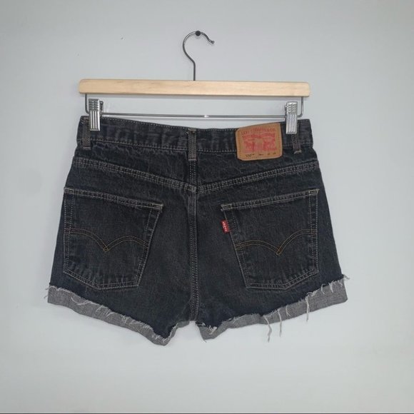 Levi’s 550 Cutoff Denim Shorts Black Faded  High Waisted Relaxed Women’s Size 29 - Picture 5 of 7